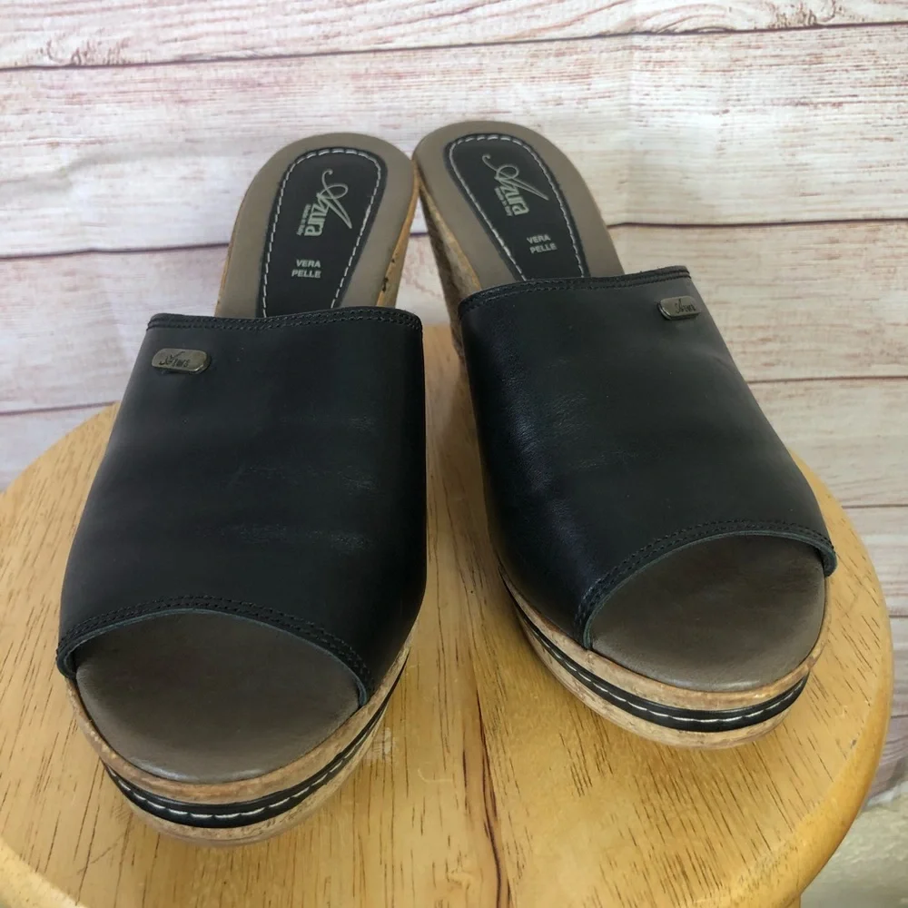 Azura Made in Italy Wedge Black Sandal SzEUR41/9‎